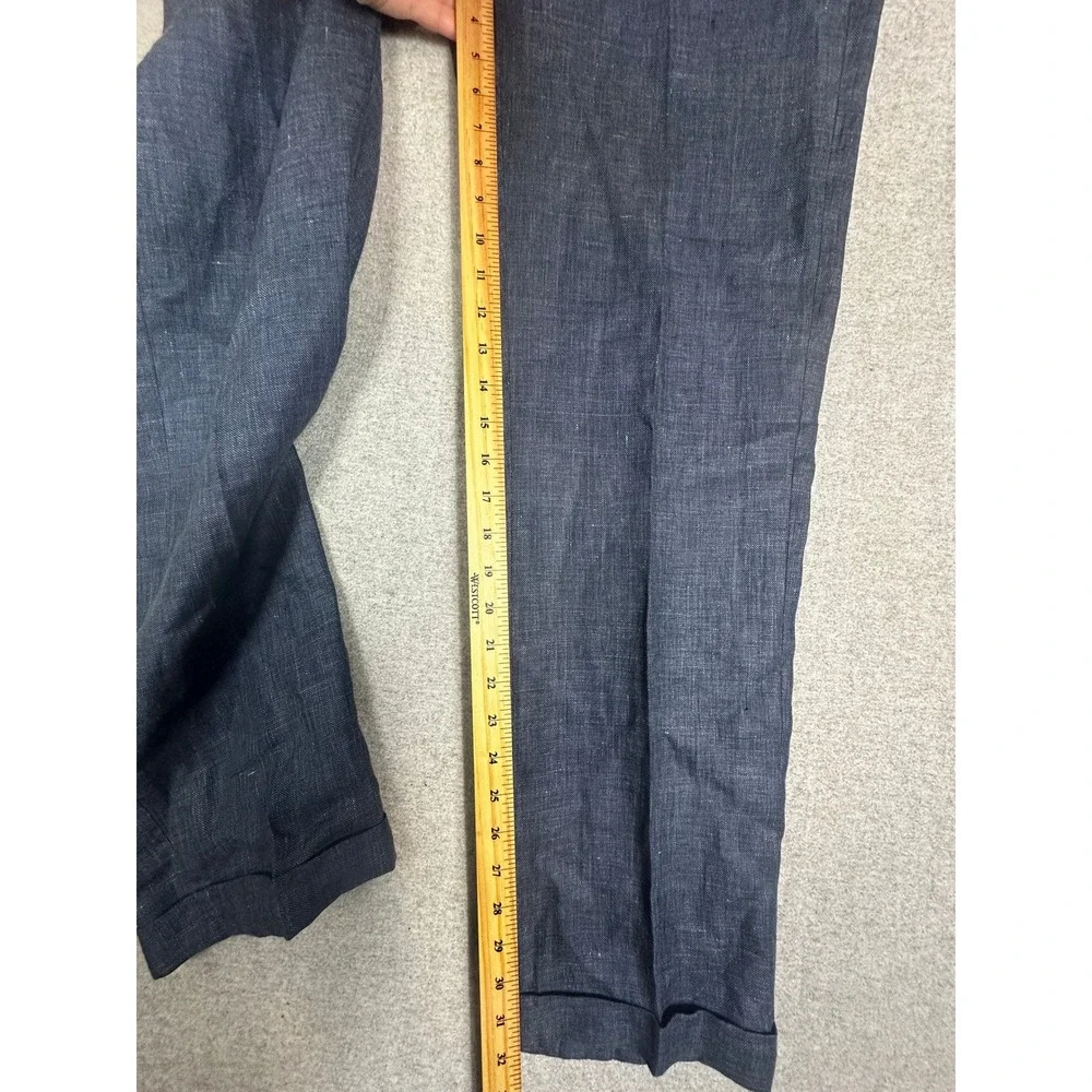 Baird McNutt Linen Dress Pants Mens 34x32 Blue Murano Slim Fit Cuffed